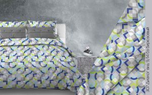 КПБ Бязь "Бояртекс" диз. № 307 Диалог, 9/14 Вид, бирюзовый (N)