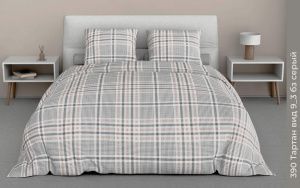 КПБ Бязь "Бояртекс" диз. № 390 Тартан, 9/3 Вид, б/з серый (N)