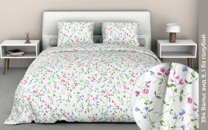 КПБ Бязь "Бояртекс" диз. № 394 Вальс, 9/1 Вид, б/3 голубой (N)