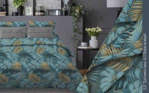 КПБ Бязь "Бояртекс" диз. № 321 Тропики, 4/1 Вид, бирюзовый (L)