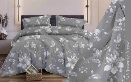 КПБ Бязь "Бояртекс" диз. № 346 Грация, 8 Вид, серый (N)