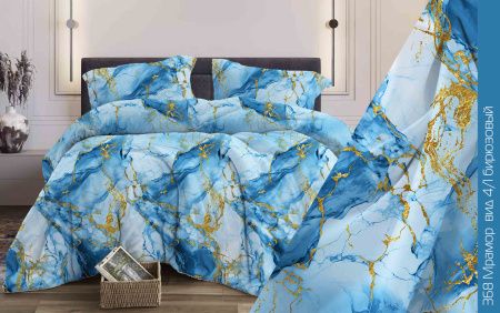 КПБ Бязь "Бояртекс" диз. № 368 Мрамор, 4/1 Вид, бирюзовый (N)