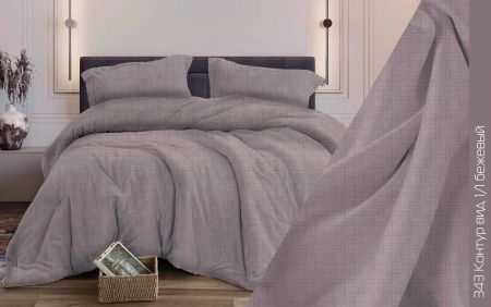 КПБ Бязь "Бояртекс" диз. № 343 Контур, 1/1 Вид, бежевый (N)