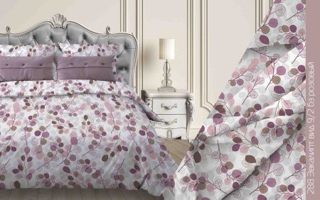 КПБ Бязь "Бояртекс" диз. № 288 Эвкалипт, 9/2 Вид, розовый (N)